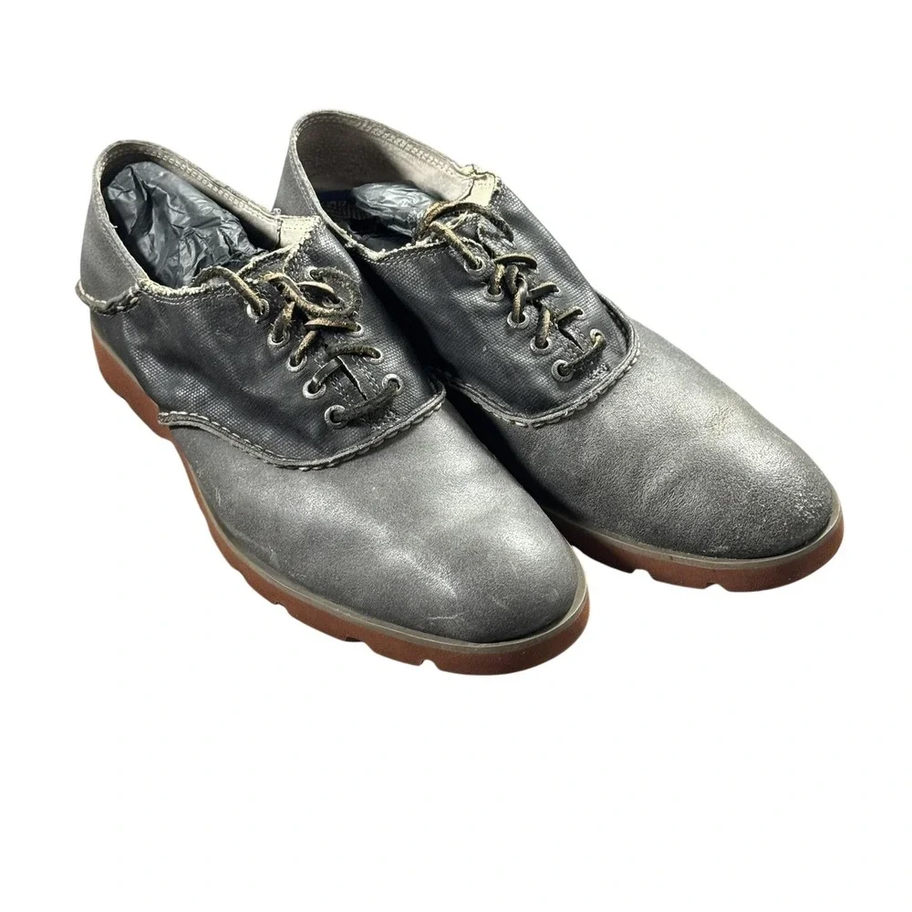 Sperry Top-Sider Shoes Mens Size 11.5 Gray Leather Canvas Boat Casual Non-Slip